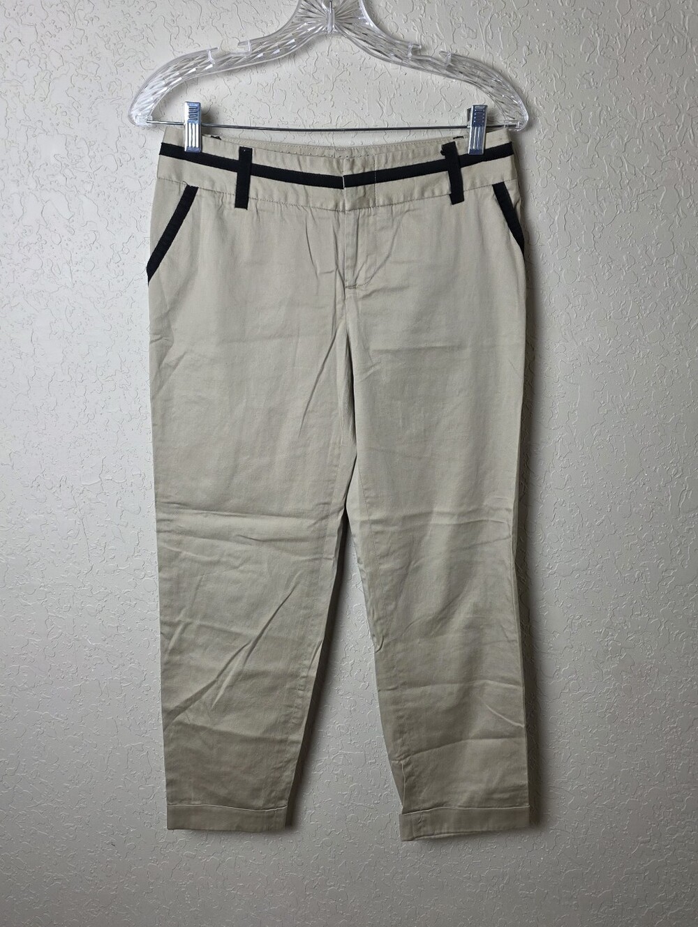 Alice + Olivia Mid Rise Cotton Khaki Ankle Pants Trousers